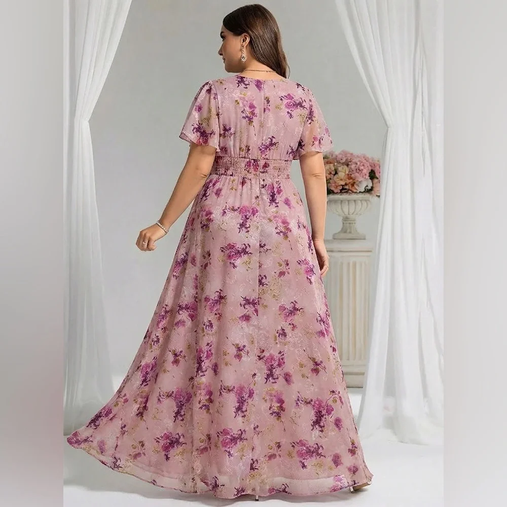 🆕Plus Size Simple Chiffon Pleated A-Line Bridesmaid Dress - Picture 2 of 3